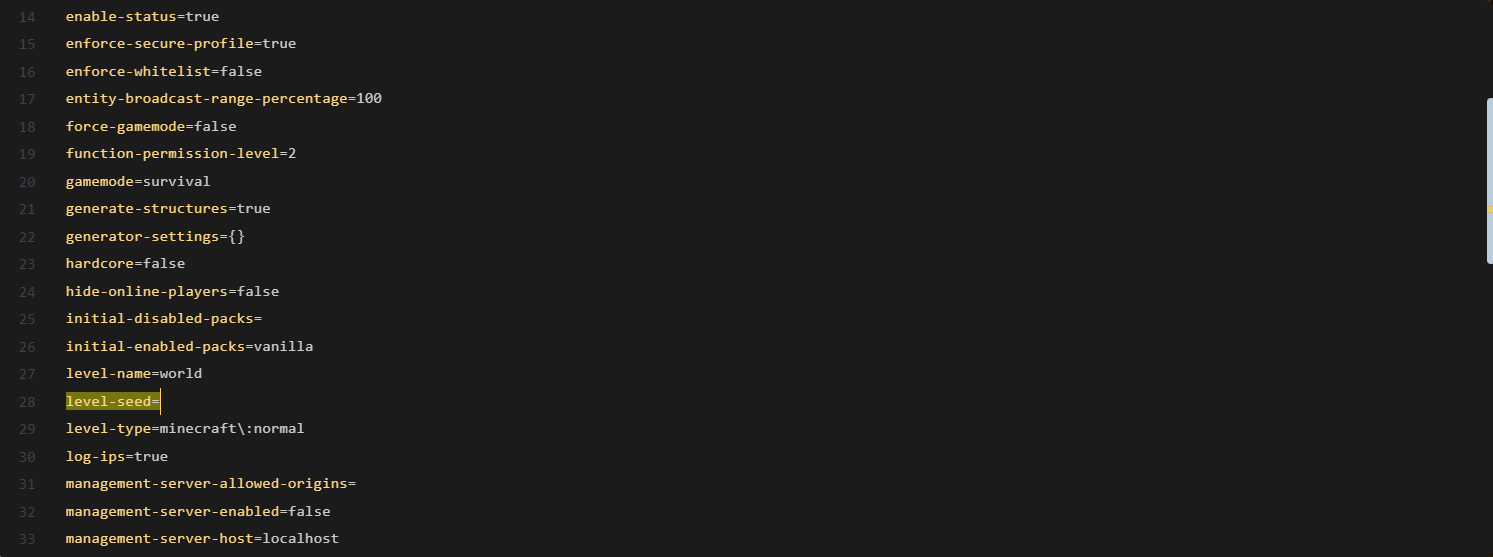 Server Properties Navigation