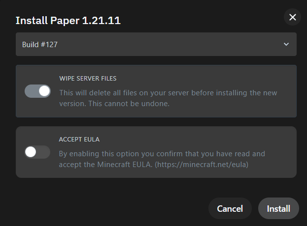 Version Select and Wipe